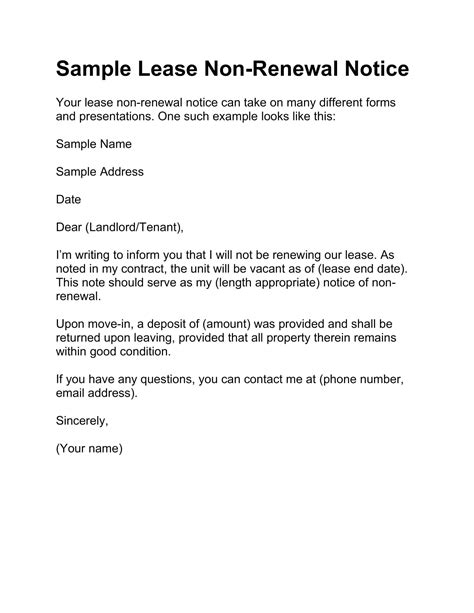 tenant non renewal of lease sample letter|How to write & send a lease non.